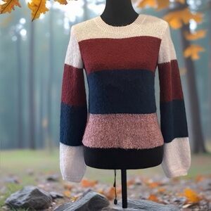 Club Monaco Rinty Color Block Mohair Blend Stripe Crewneck Sweater XS